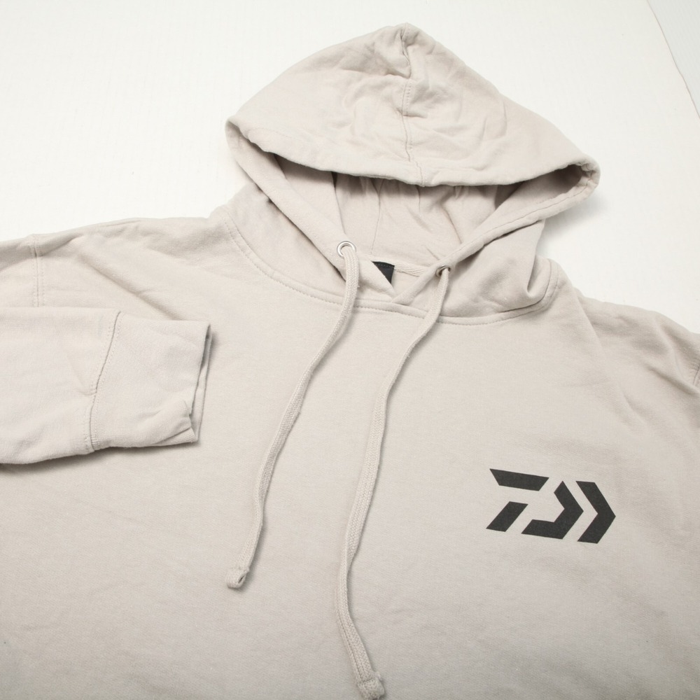 Fishworks Hoodie Mens Medium Beige Daiwa Blackline Graphic Fishing Pullover